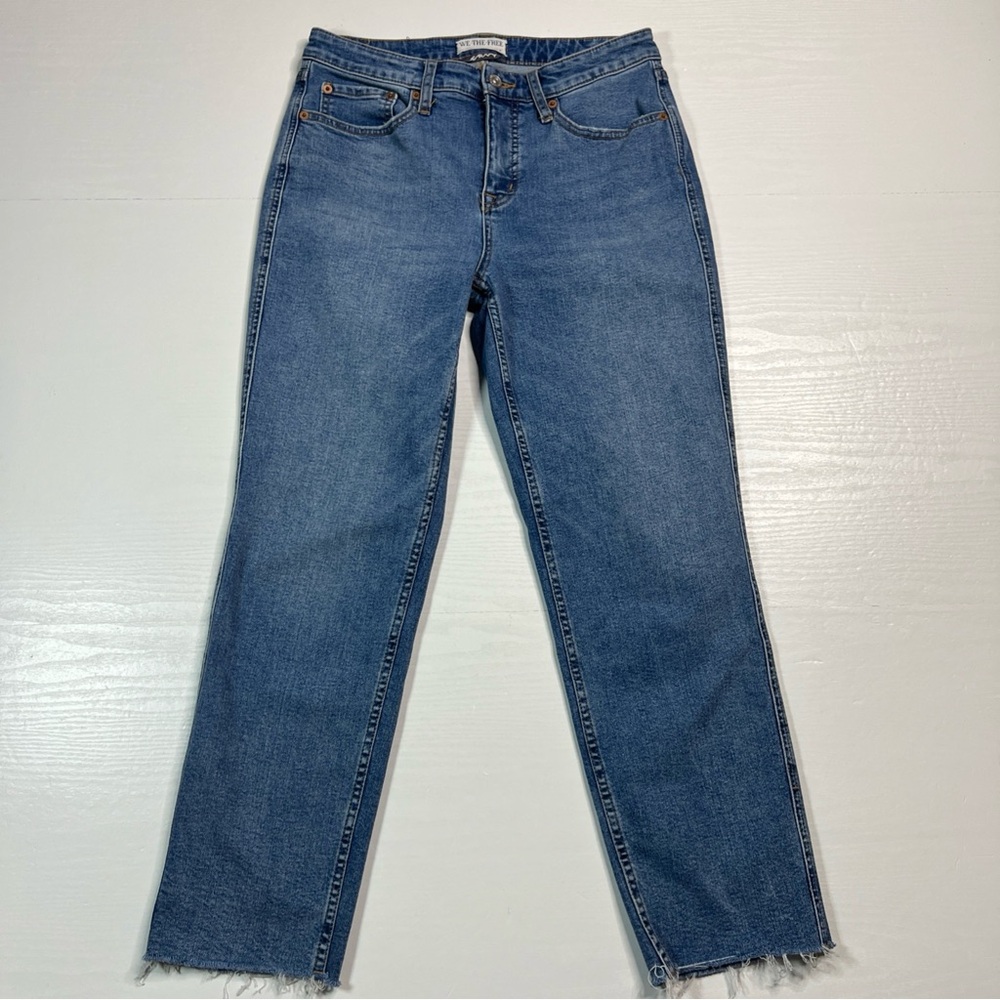Free People Curvy‎ High Rise Vintage Straight Jeans Womens 28 Raw Hem Ankle Crop